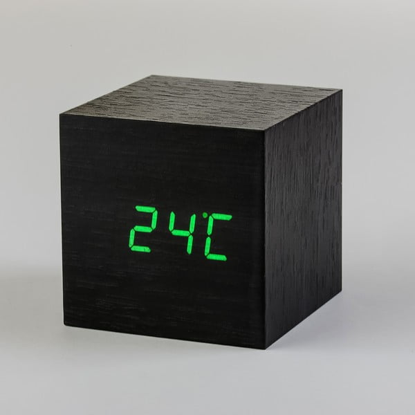 Zelena LED budilica Cube Click Clock, crna-image-1