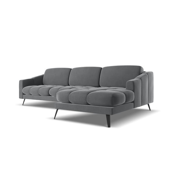 Siva baršunasti kutna garnitura (s desnim kutom) Nalu – Makamii-image-3