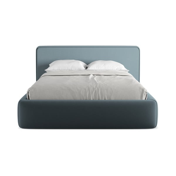 Plavi tapecirani bračni krevet s prostorom za odlaganje s podnicom 140x200 cm Kiana – Makamii-image-4