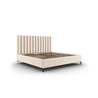 Bež tapecirani bračni krevet s prostorom za pohranu s podnicom 200x200 cm Casey – Mazzini Beds