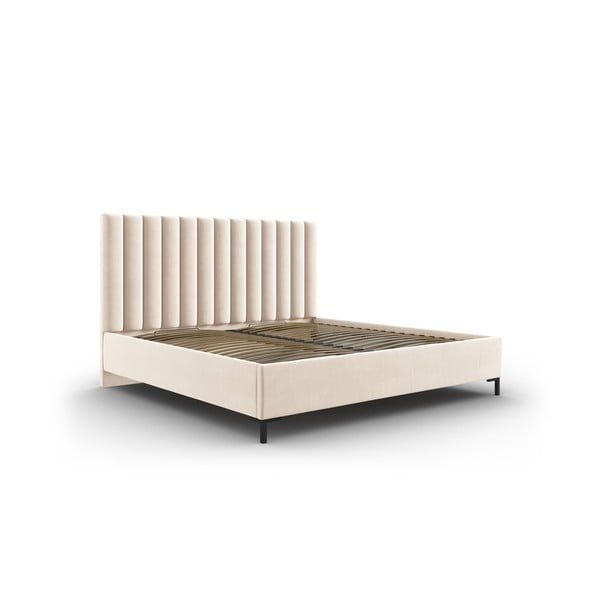 Bež tapecirani bračni krevet s prostorom za pohranu s podnicom 140x200 cm Casey – Mazzini Beds