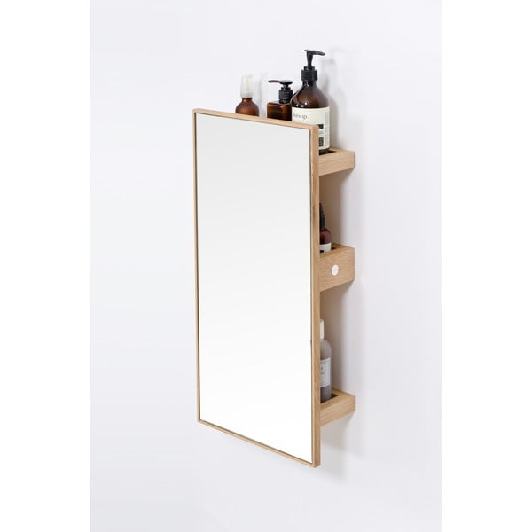 Polica s ogledalom od hrastovine u prirodnoj boji 31x61,5 cm Slimline - Wireworks-image-4