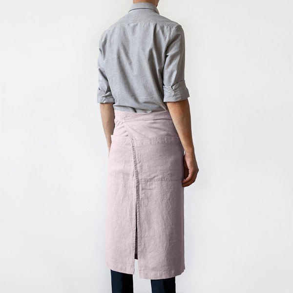 Svijetloružičasta lanena pregača Linen Tales Garcon, duljina 76 cm-image-1