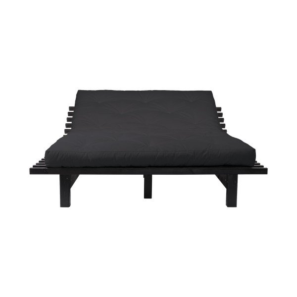 Bračni krevet od borovine s madracem Karup Design Blues Double Latex Black / Black, 140 x 200 cm-image-1