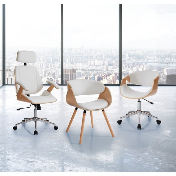 Bijela/u prirodnoj boji uredska stolica od umjetne kože Visby – Tomasucci-image-1