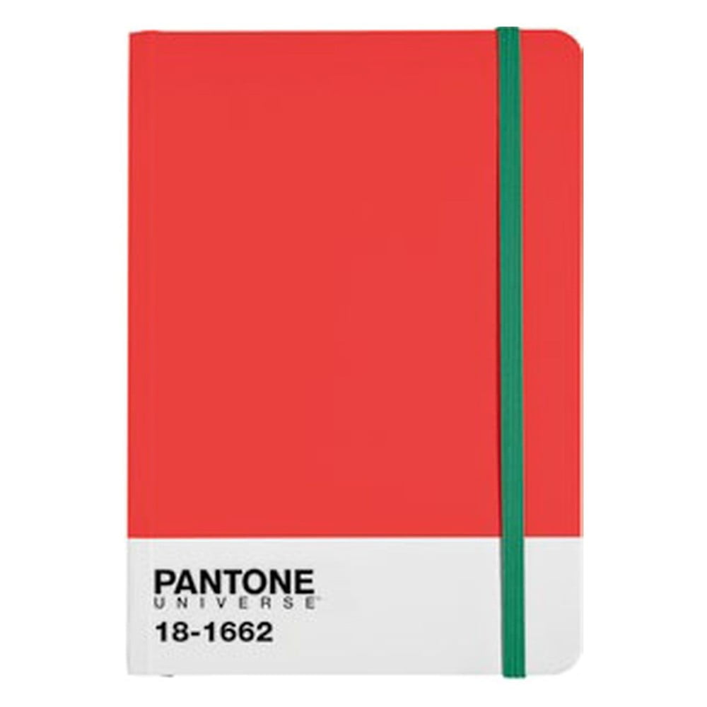 A4 bilježnica s gumenom trakom u boji Flame Scarlet / Poison Green 18-1662