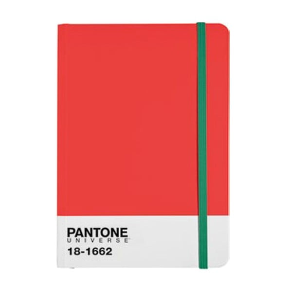 A4 bilježnica s gumenom trakom u boji Flame Scarlet / Poison Green 18-1662