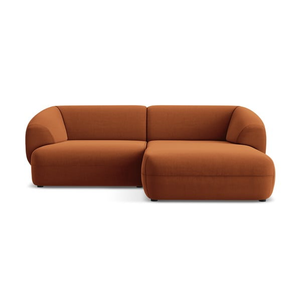 Narančasta baršunasti kutna garnitura (s desnim kutom) Moana – Makamii