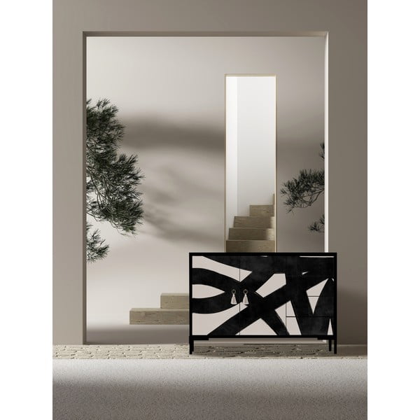 Crna/bež niska komoda 113x84 cm Wilma – Really Nice Things-image-1