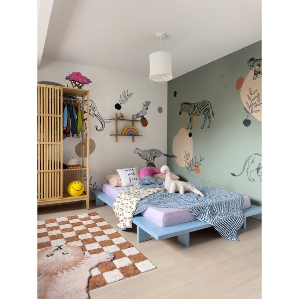 Svijetlo plavi bračni krevet od masivnog bora s podnicom 140x200 cm Japan – Karup Design-image-4