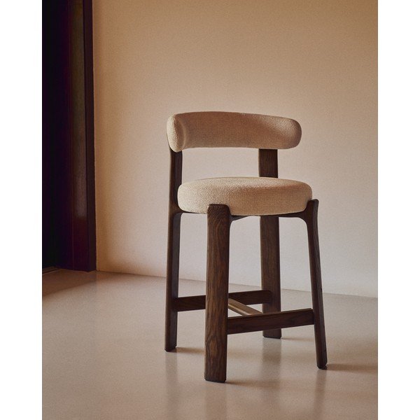 Bež/u tamnoj prirodnoj boji barska stolica od čvrste jeseni (visine sjedala 65 cm) Granite – Kave Home-image-1