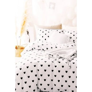 Bijela posteljina za krevet za jednu osobu/za produženi krevet od renforce pamuka s uključenom plahtom/3-dijelna 160x220 cm Mini Hearts – Mila Home