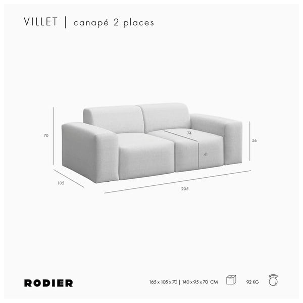 Bež sofa 205 cm Villet – Rodier-image-4