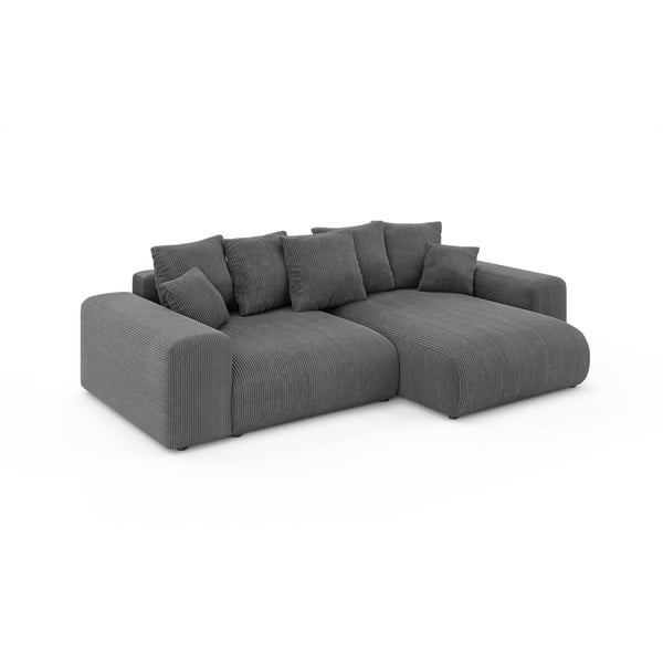 Siva sklopiva/s prostorom za odlaganje kutna garnitura od samta (promjenjiva) Luma – Ropez-image-2