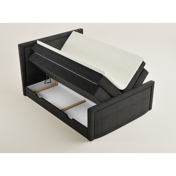 Antracitno sivi boxspring krevet s prostorom za odlaganje 200x200 cm Fresco – Maison de Rêve-image-1