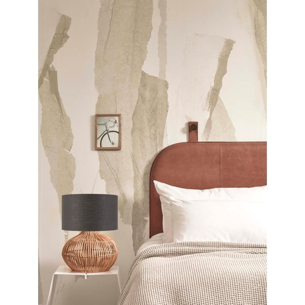 Tamno siva/u prirodnoj boji stolna lampa s tekstilnim sjenilom (visina 48 cm) Kalahari – Good&Mojo-image-1