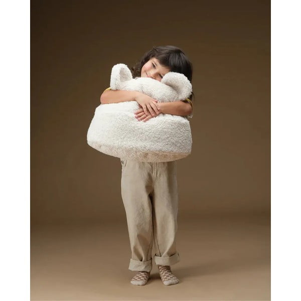 Krem dječji jastuk za sjedenje od bouclé tkanine Teddy Pouch – Wigiwama-image-3