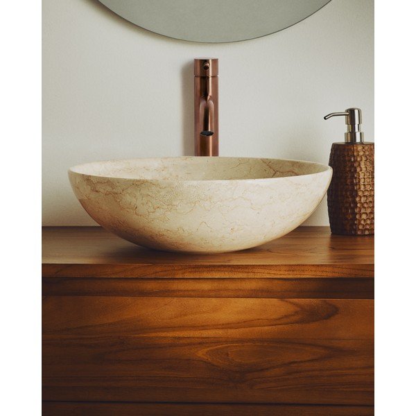 Bež kameni okrugao umivaonik ø 40 cm Darnen – Kave Home-image-1