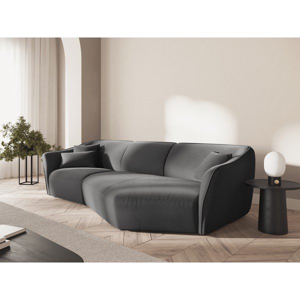 Tamno siva baršunasti kutna garnitura Tokyo – Cosmopolitan Design-image-1