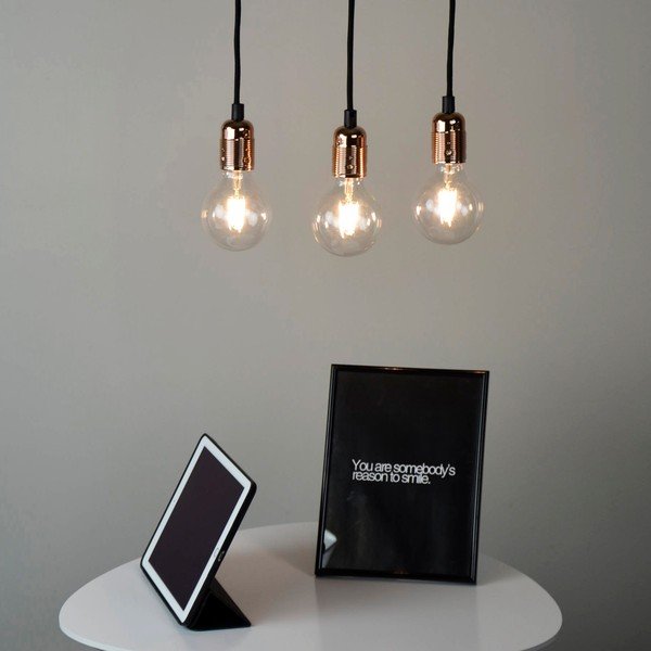 Trodijelna crna viseća lampa s detaljima u boji bakra Bulb Uno Attack-image-1