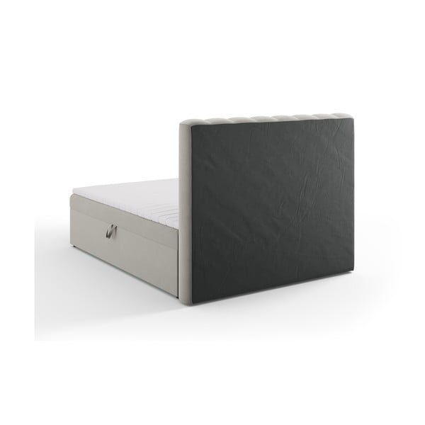 Sivi boxspring krevet s prostorom za pohranu 160x200 cm Gina – Milo Casa-image-4