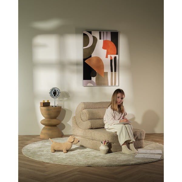 Svjetlo smeđa dječja fotelja od bouclé tkanine Flipster – Wigiwama-image-3