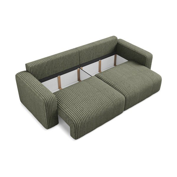 Zelena sklopiva/s prostorom za odlaganje sofa od samta 252 cm Kona – Makamii-image-4