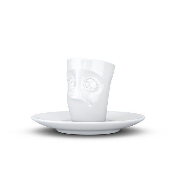 Bijela "razočarana" porculanska šalica za espresso s tanjurićem 58products, 80 ml-image-2