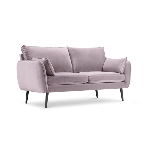 Svijetlo ružičasta baršunasta sofa s crnim nogama Kooko Home Lento, 158 cm-image-2