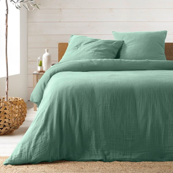 Svijetlo zelena posteljina za bračni krevet/za produženi krevet od muslina 240x260 cm Angelia – douceur d'intérieur
