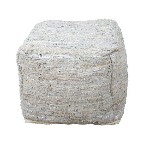 Kožni tabure a pamučnim detaljima Mauro Ferretti Delhi Quadrato-image-4