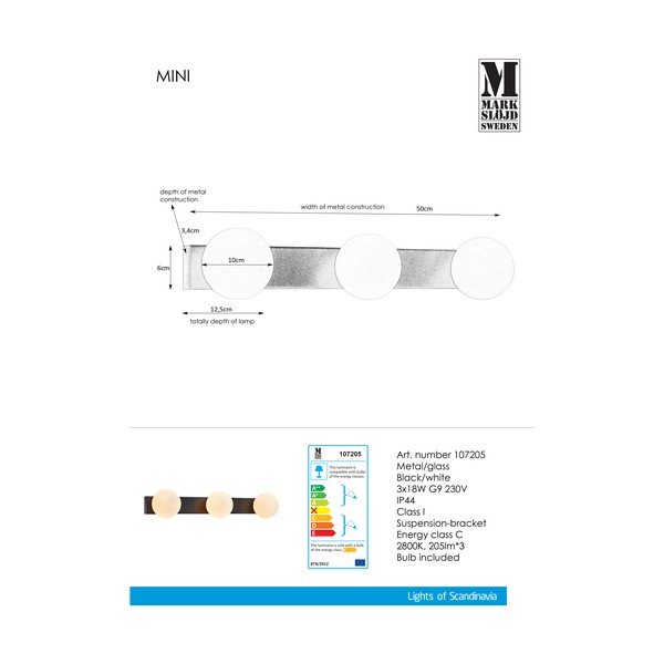 Crna zidna svjetiljka Markslöjd Mini-image-1