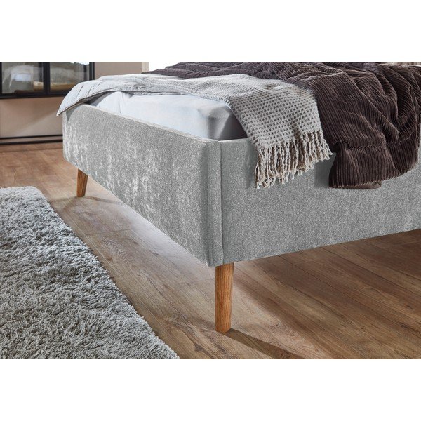 Sivi tapecirani bračni krevet s prostorom za odlaganje s podnicom 180x200 cm Nova – Meise Möbel-image-4