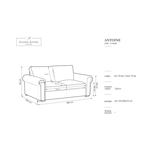 Crna sofa Windsor & Co Sofas Hermes, 104 cm-image-1