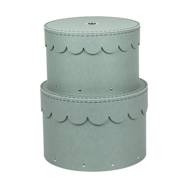 Plavozelene kartonske kutije za pohranu u setu  2 kom s poklopcem ø 26x17,5 cm Wilma Canvas Paper Laminate – Bigso