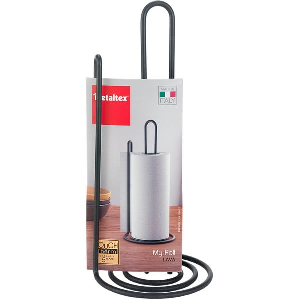 Crni držač kuhinjskih ručnika Metaltex My Roll Lava-image-4
