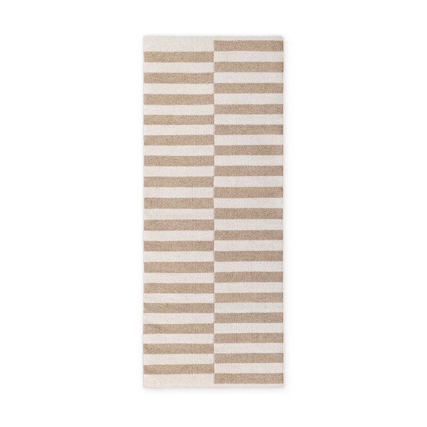 Bijela/svjetlo smeđa obostrana/ručno rađena vunena staza 80x200 cm Vika – Hanse Home