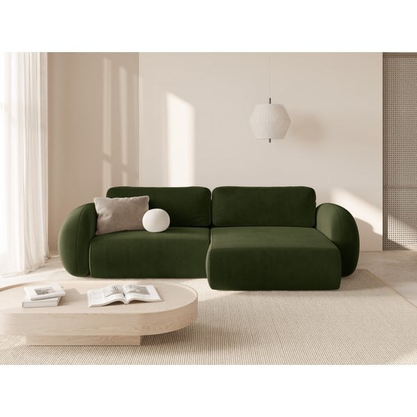 Zelena baršunasti sklopiva/s prostorom za odlaganje kutna garnitura Tonale – Cosmopolitan Design-image-1