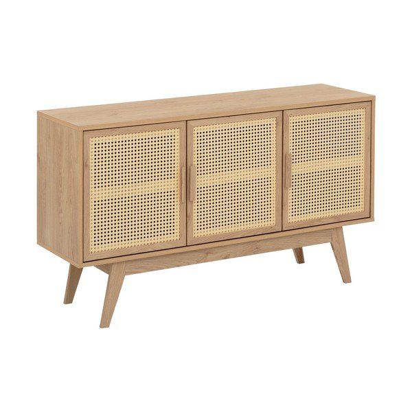 Niska komoda u dekoru hrasta u prirodnoj boji 128x75 cm Bridget – Støraa-image-2