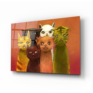 Staklena slika insigne crtane mačke, 72 x 46 cm
