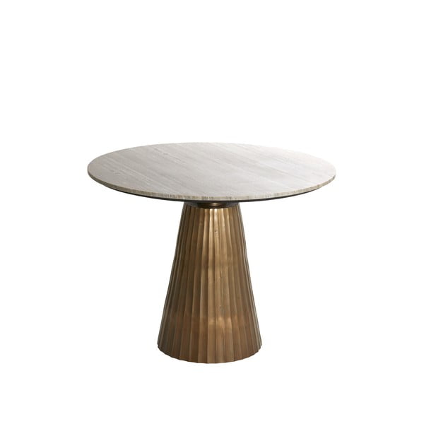 Okrugli blagovaonski stol s pločom stola u mramornom dekoru u brončanoj boji/u prirodnoj boji ø 100 cm Rianne – Light & Living-image-2