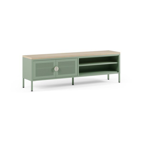 Mentol zelena/u prirodnoj boji metalna TV komoda 160x50x35 cm Sayla – Marckeric-image-4