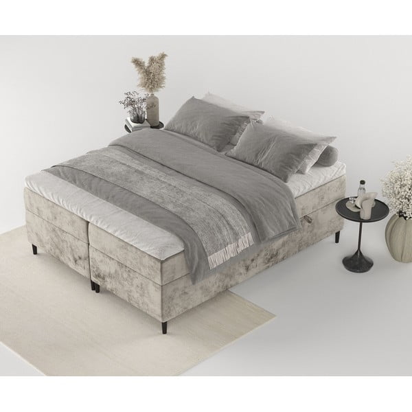 Svjetlo smeđi boxspring krevet s prostorom za pohranu 180x200 cm Araya – Maison de Rêve-image-1