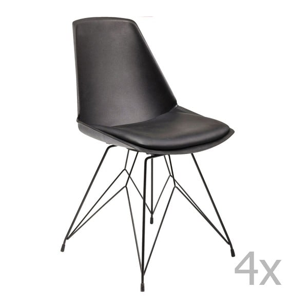 Set od 4 Black Kare Design Wire crne stolice