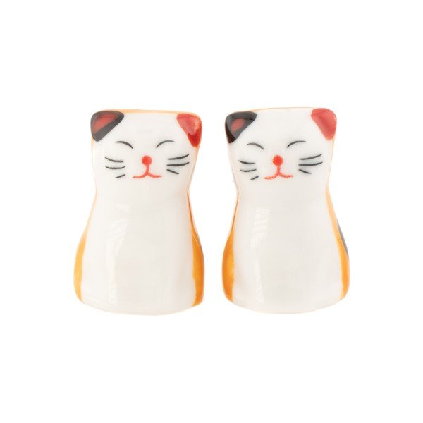Bijeli/narančasti porculanski podložak za štapiće 2 kom za 5 osoba Cat – Sass & Belle-image-2