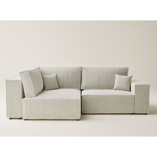 Krem sklopiva/s prostorom za odlaganje kutna garnitura od šenila (s lijevim kutom/u obliku slova L) Tonga – Maison de Rêve-image-2