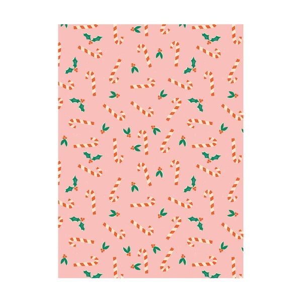 5 listova ružičastog papira za zamatanje Eleanor stuart Candy Canes, 50 x 70 cm