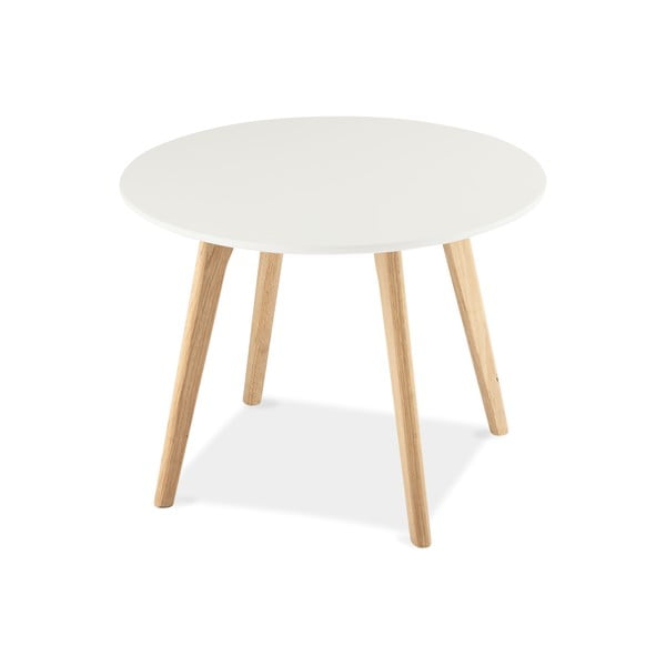 Bijela stolić za kavu sa nogama od hrastovog drveta Furnhouse Lifea, ø 60 cm