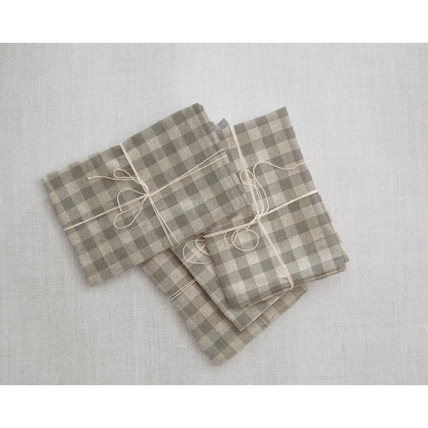 Set od 4 pamučne salvete Really Nice Things Grey Vichy, 43 x 43 cm-image-2