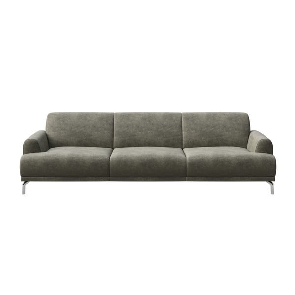 Siva sofa od imitacije kože MESONICA Puzo, 240 cm